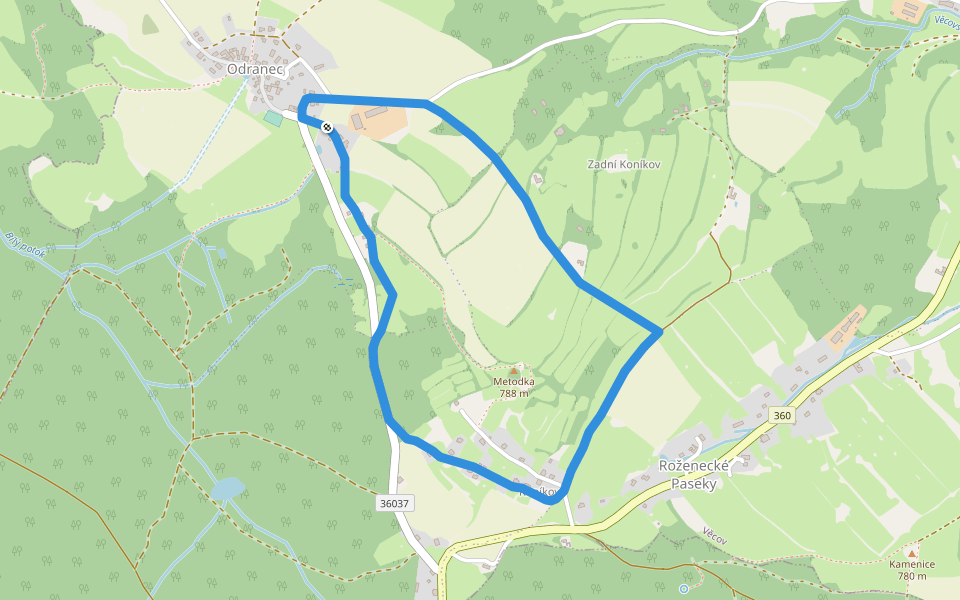 Naučná stezka Metodka walking route map in Věcov