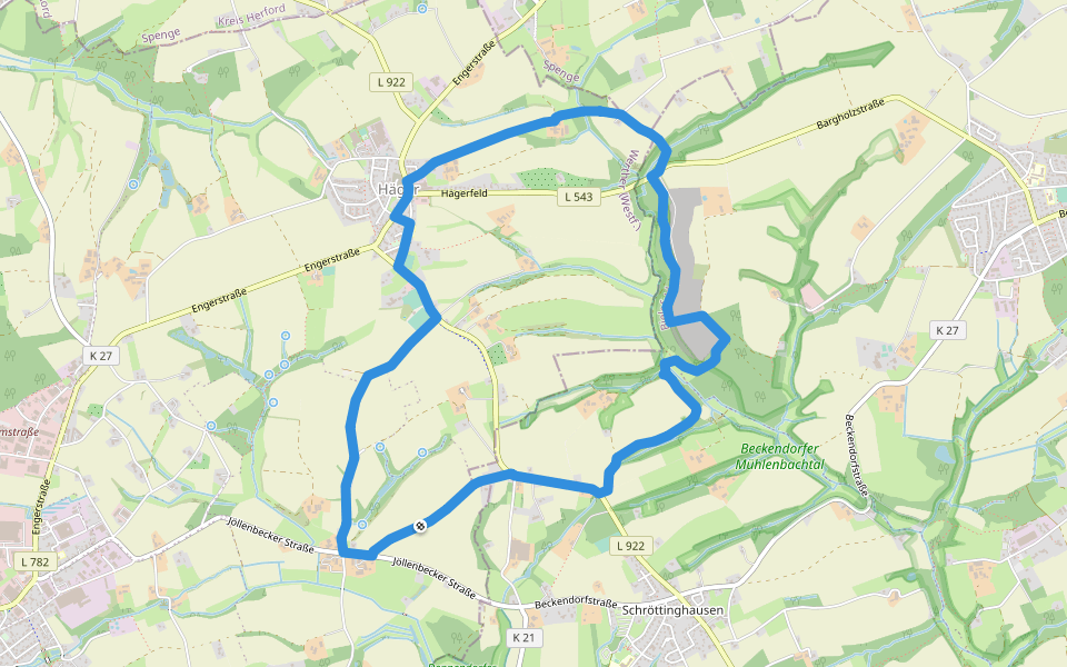 Häger 3 walking route map in Werther (Westfalen)