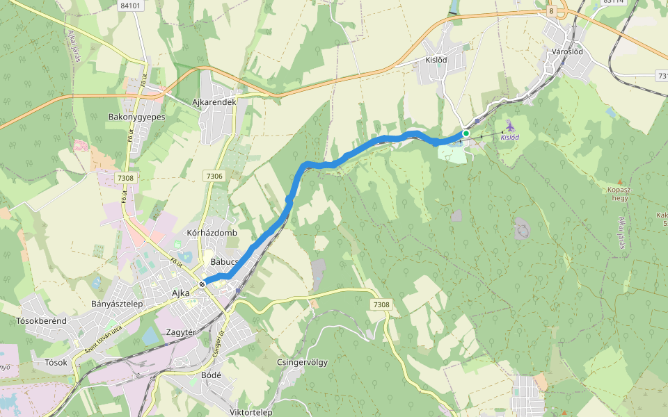 K+ (Ajka – Városlőd) walking route map in Kislőd