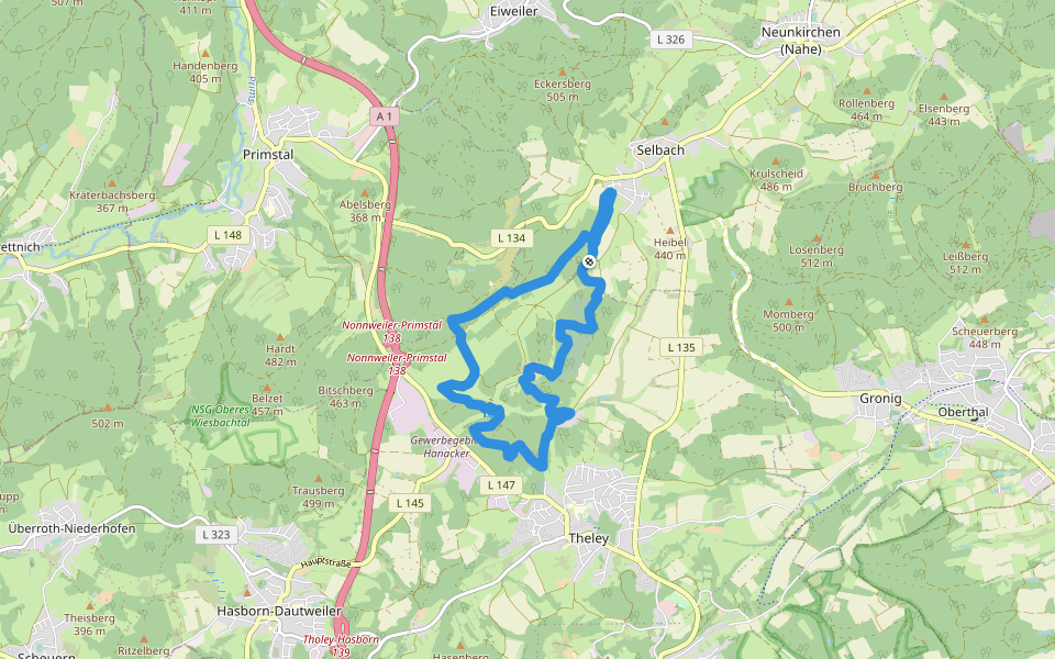 Offizierspfad Imsbach walking route map in Nohfelden