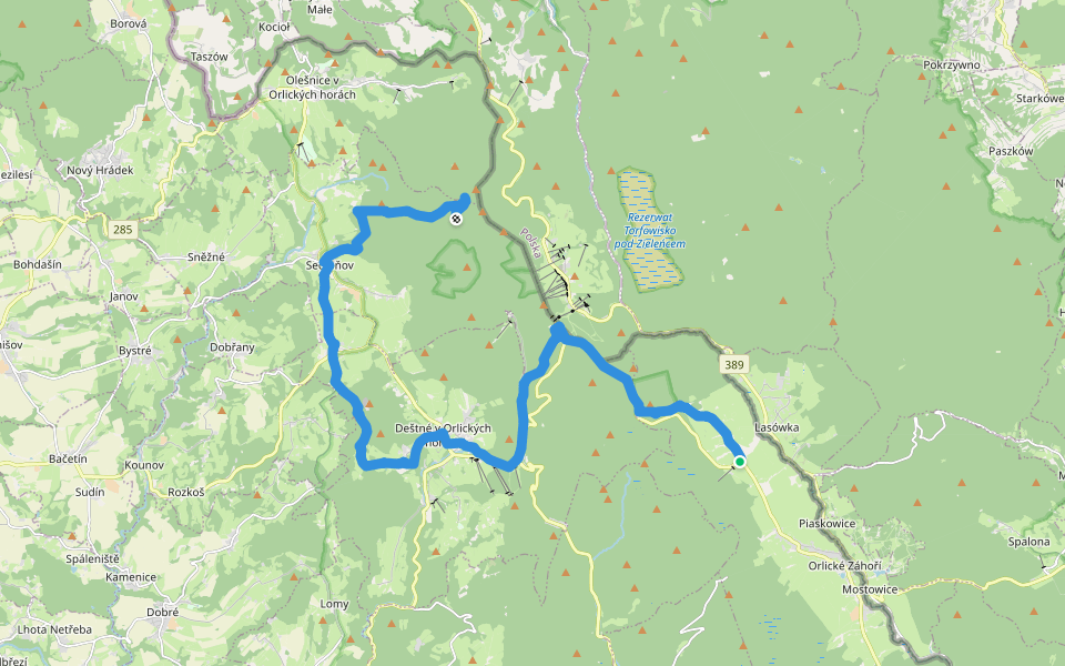 [Ž] Polomský kopec - Bedřichovka walking route map in Orlické Záhoří