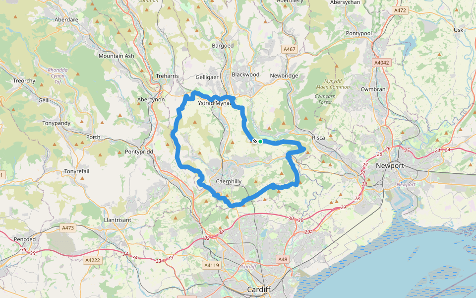 Rhymney Valley Ridgeway Walk walking route map in Cwmfelinfach