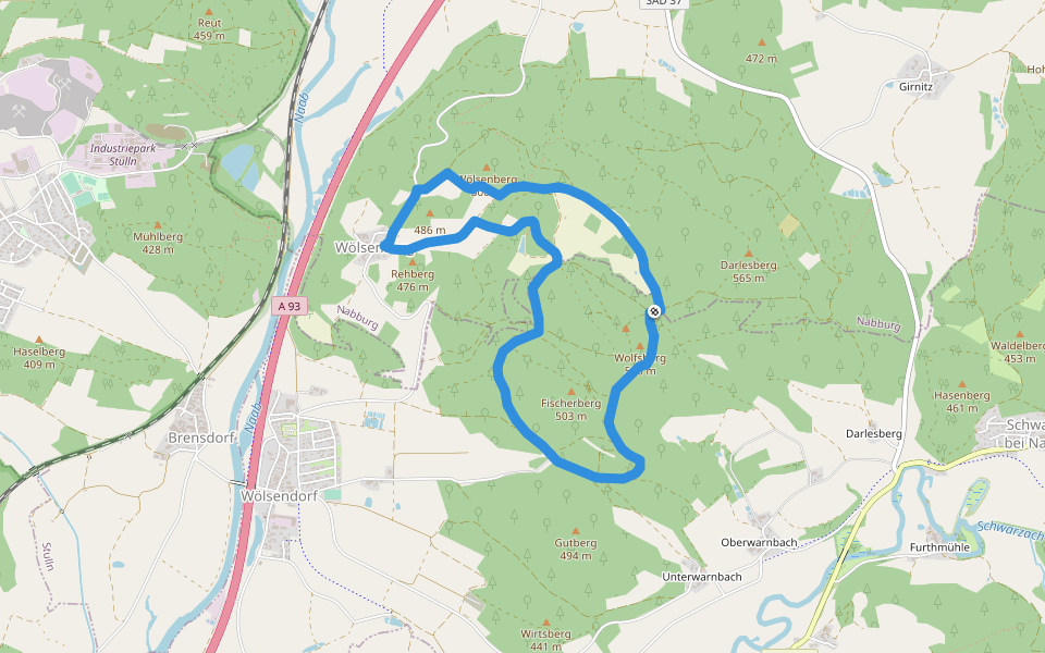 Kocherstollen-Rundweg walking route map in Schwarzach bei Nabburg