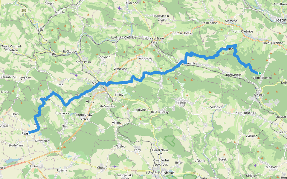 [M] Radim - Zadní Mostek walking route map in Borovnička