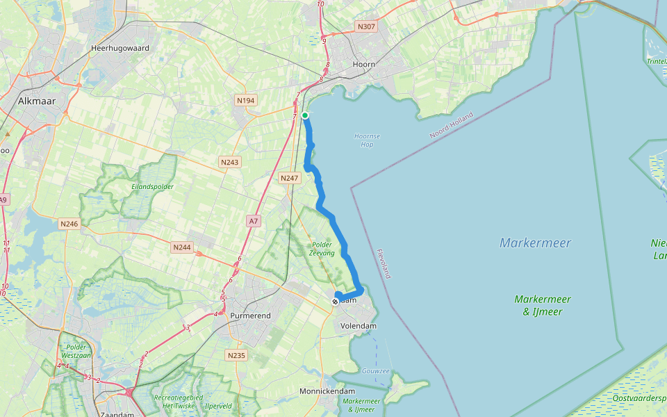 Zuiderzeepad - 03 - Scharwoude - Edam busstation walking route map in Scharwoude