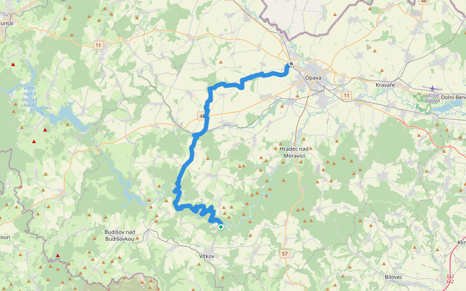 [Z] Opava, Jaktař - Podhradí (bus) walking route map in Vítkov