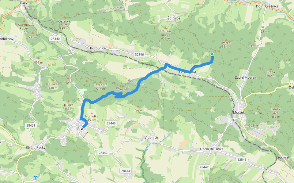 [Z] Nová Paka - Borovnička walking route map in Borovnička