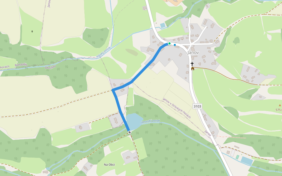[Ž] Janov - Kouty u Bystrého walking route map in Janov