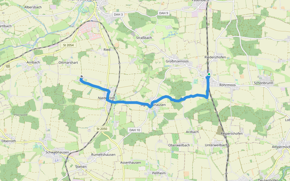 MVV Wanderweg Dreieck walking route map in Röhrmoos