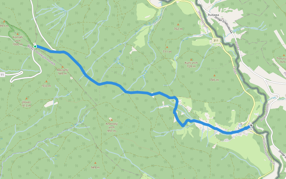 [Ž] Neratov - Mezivrší walking route map in Říčky v Orlických horách