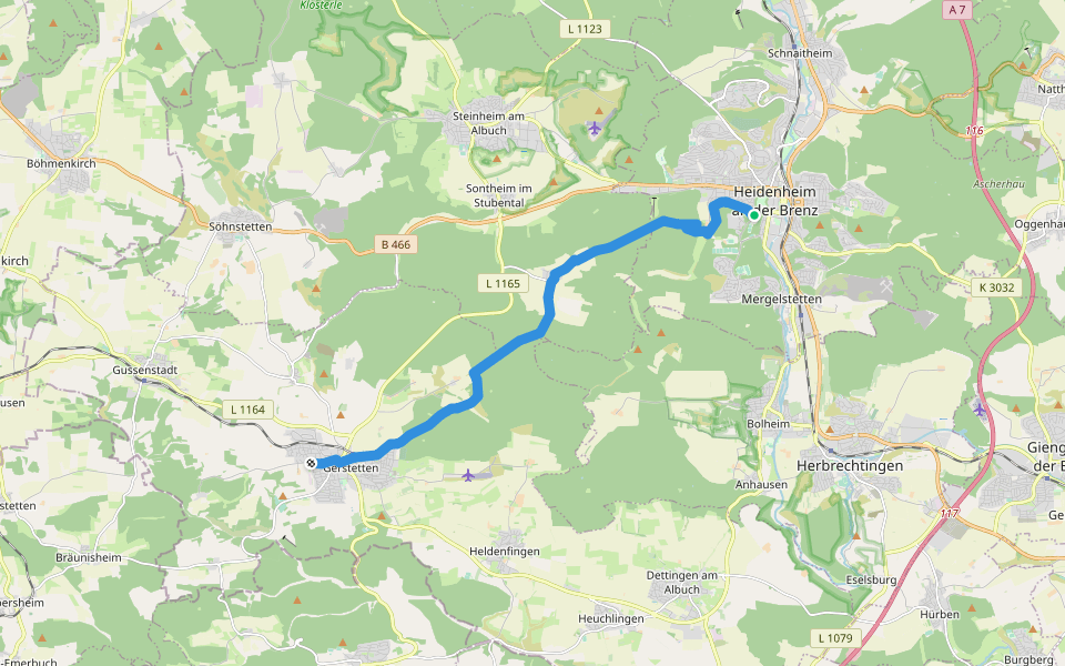 Heidenheim - Gerstetten walking route map in Heidenheim an der Brenz
