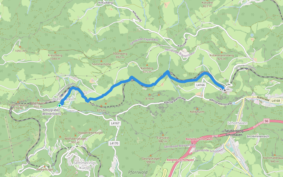 Breitenstein - Klamm walking route map in Breitenstein