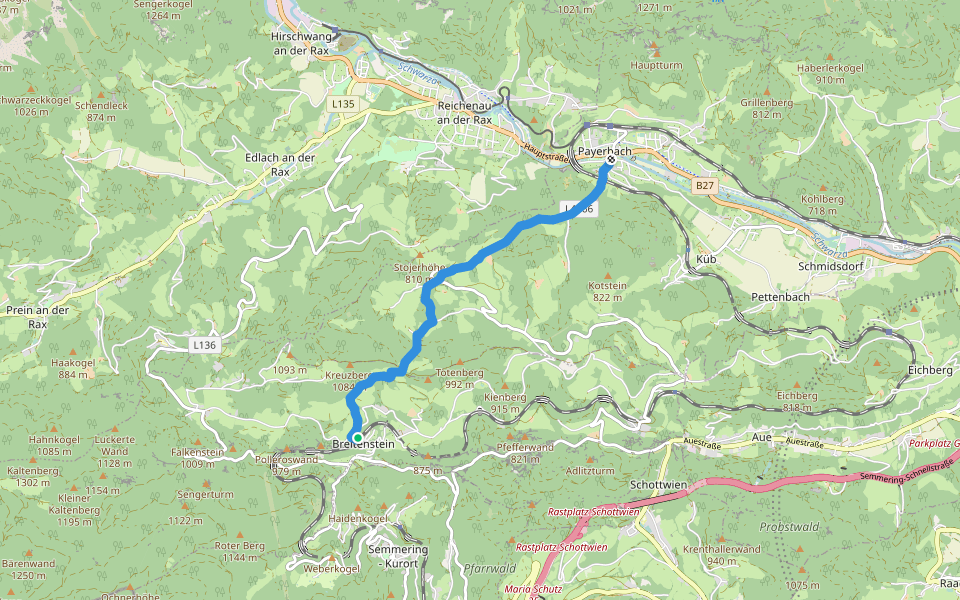 Payerbach - Sommerhöhe - Breitenstein walking route map in Breitenstein