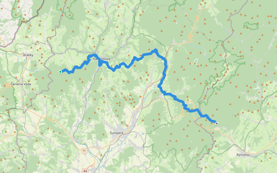 [Č] U Škaredé jedle - Hanušovice walking route map in Slatinice