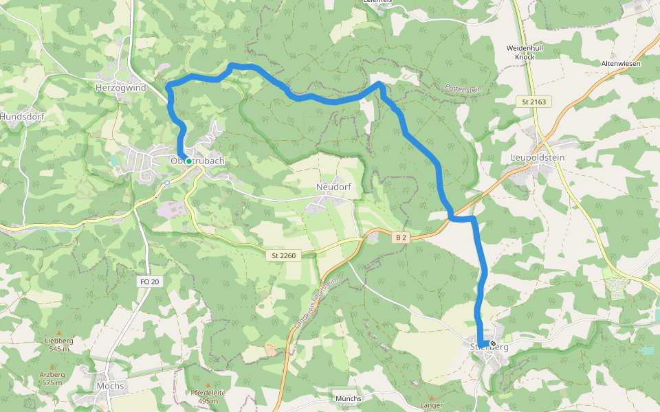 Stierberg-Obertrubach walking route map in Obertrubach