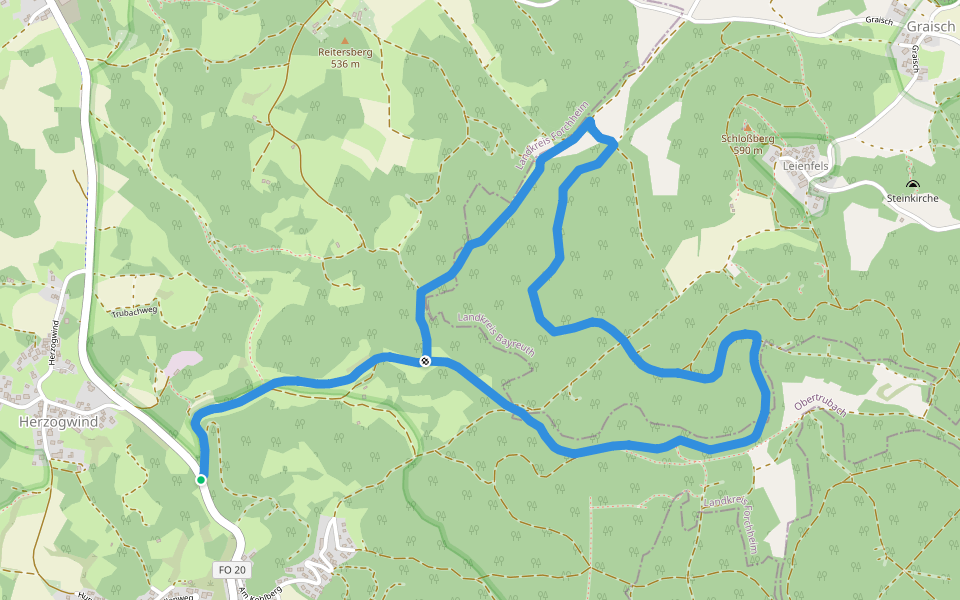 Therapeutischer Wanderweg Pitztal walking route map in Obertrubach