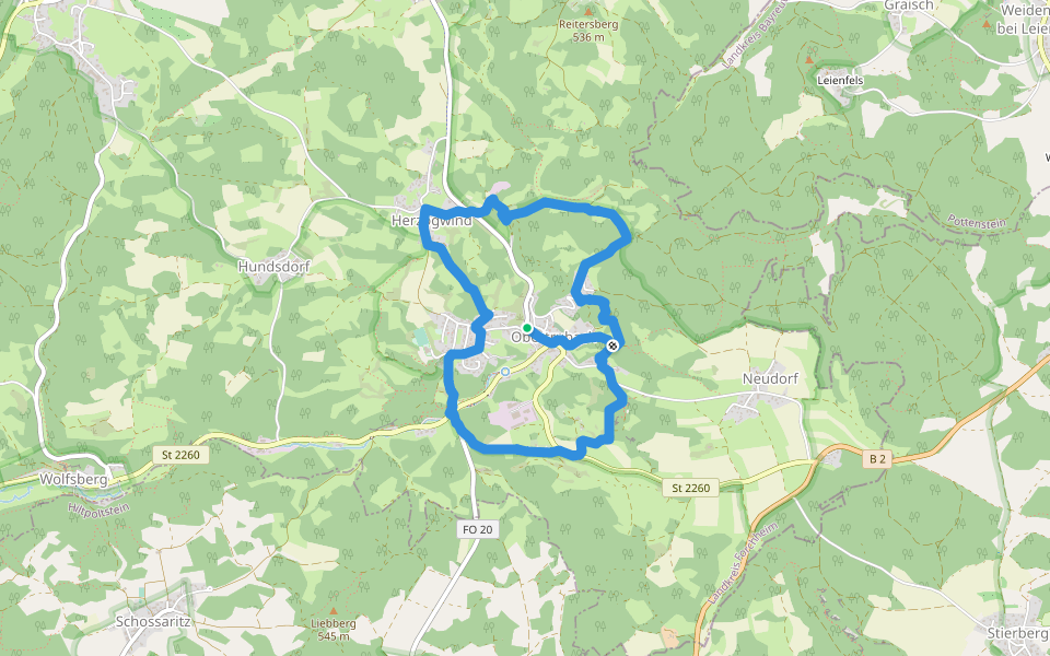 Obertrubach "Rund um Obertrubach" walking route map in Obertrubach