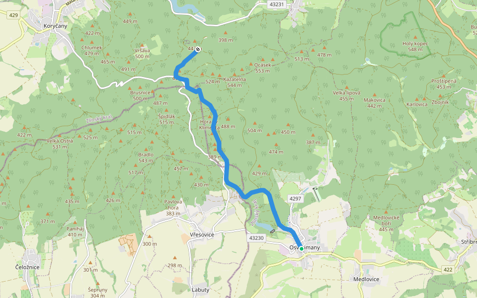 [Ž] Osvětimany - Cimburk walking route map in Osvětimany