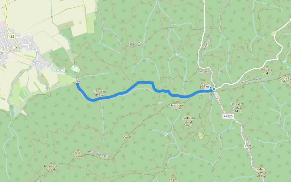 [Ž] Roštínská kaple - Bunč walking route map in Roštín