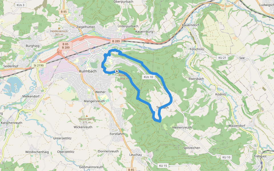 Rehberg-Weg walking route map in Kulmbach