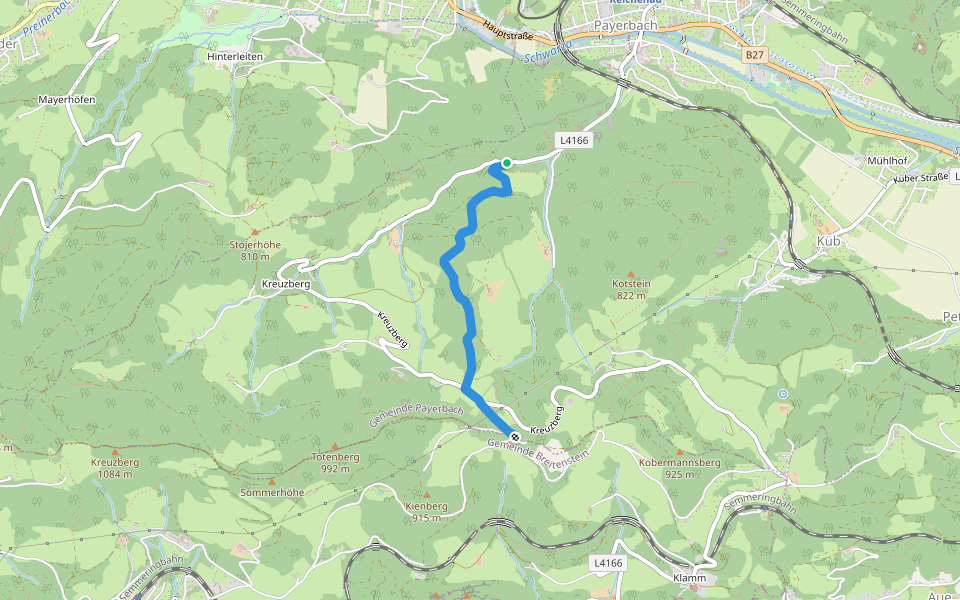 Payerbachgraben - Kreuzberg walking route map in Payerbach