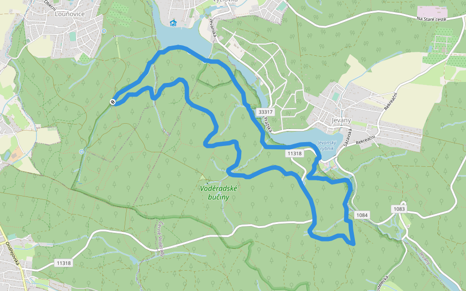 [Z] NS Voděradské bučiny walking route map in Louňovice