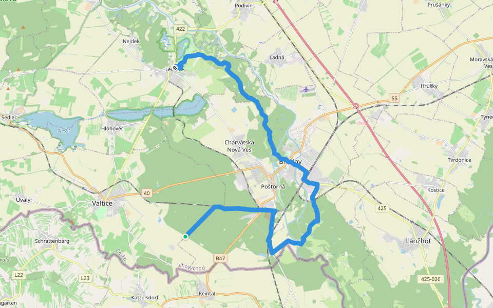 [Z] Lednice - Pod Bořím dvorem walking route map in Valtice
