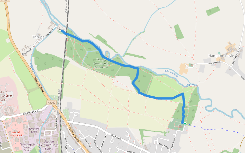 Kidlington Circular Walk (Short Route) walking route map in Kidlington