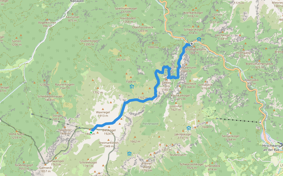 Wanderweg 48 walking route map in Rax