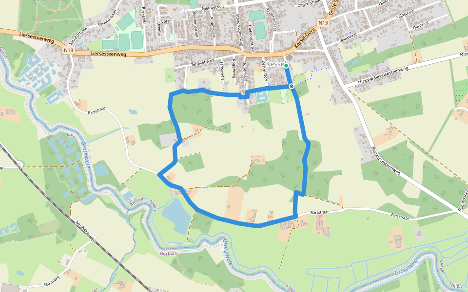 Wandeling naar "d'Elzen" walking route map in Nijlen