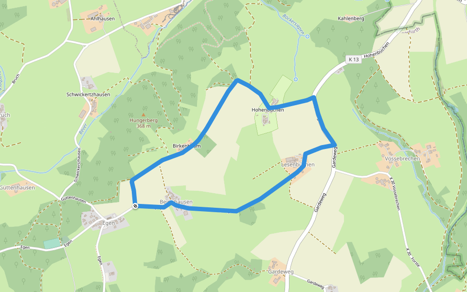 Rundwanderweg A1 (Egen) walking route map in Wipperfürth