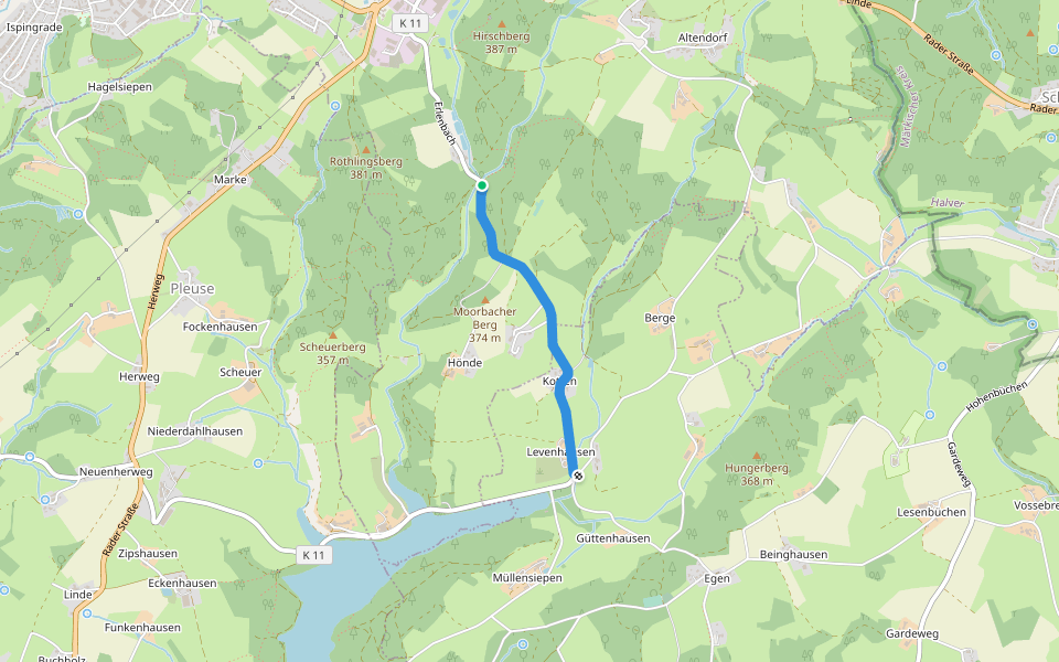 Historischer Rundwanderweg A4 Egen walking route map in Radevormwald