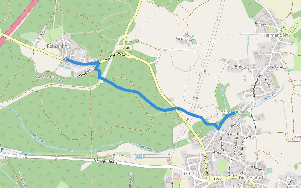 Renzenhof - Rockenbrunn walking route map in Leinburg