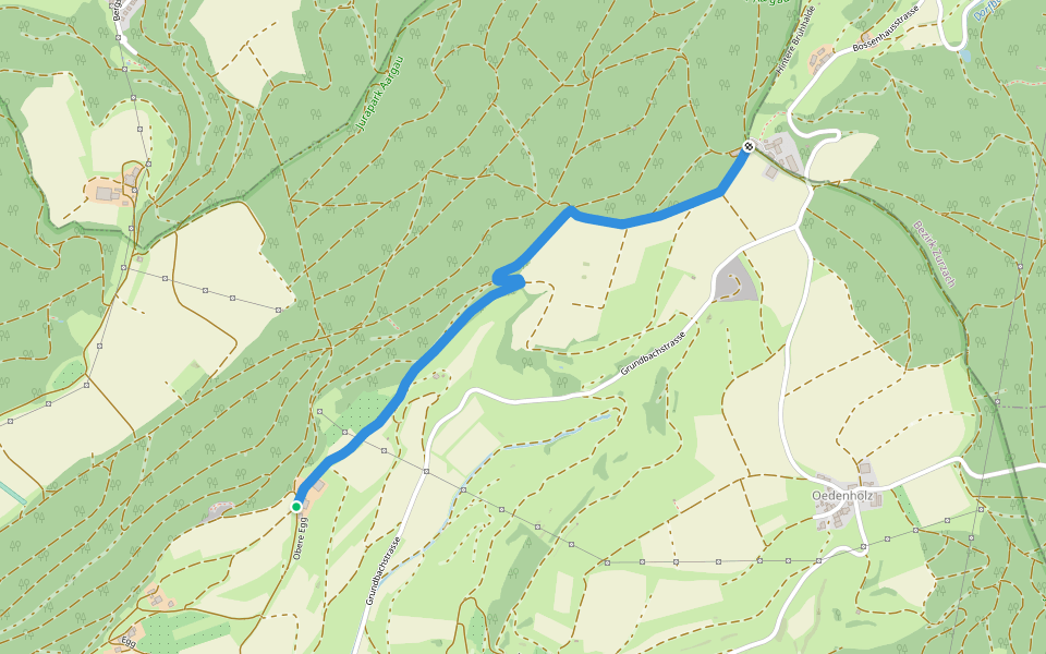 Obere Egg - Bossenhus walking route map in Mettauertal