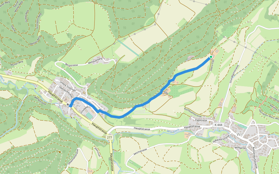 Obere Egg - Mettau Postauto walking route map in Mettauertal