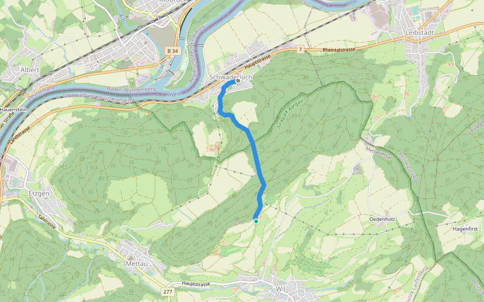 Obere Egg - Schwaderloch walking route map in Mettauertal