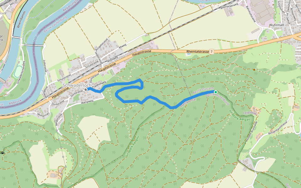 Wandflue - Schwaderloch walking route map in Mettauertal