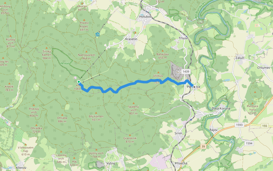 [Ž] Plešovice - Kleť walking route map in Křemže