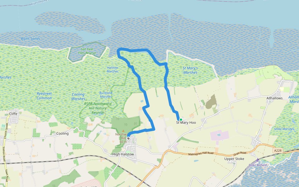 Curlews, Convicts & Contraband walking route map in Saint Mary Hoo