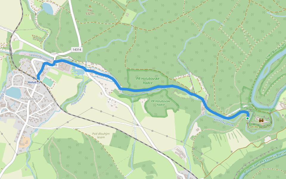 [Ž] Holubov - Dívčí Kámen walking route map in Holubov