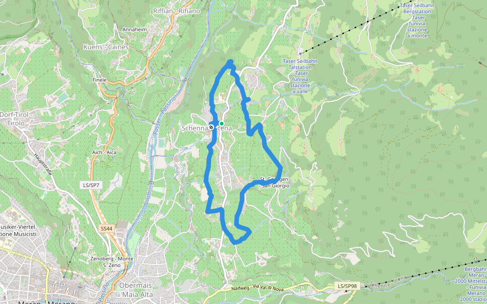 Wiesenweg walking route map in Scena