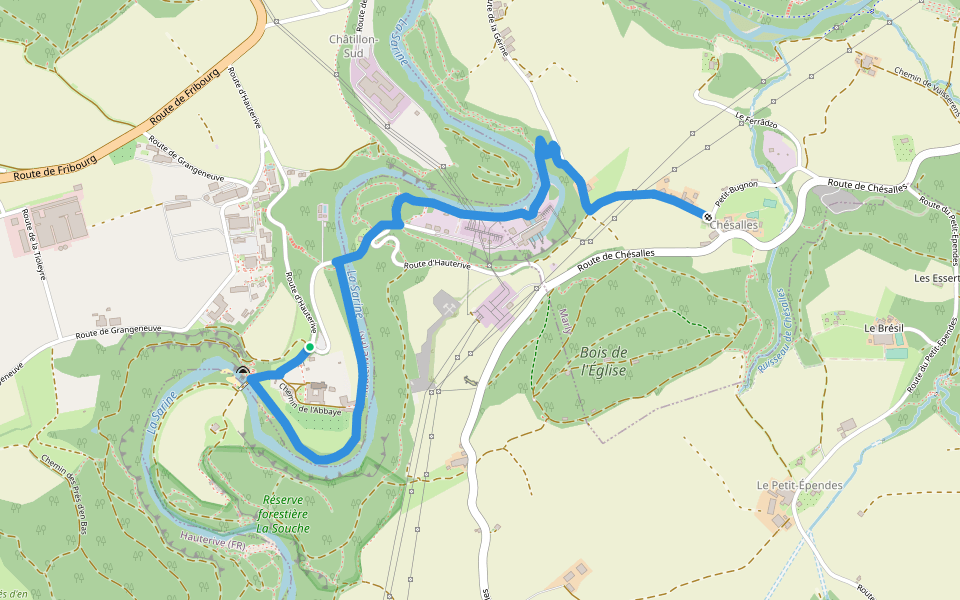 Hauterive - Chésalles walking route map in Hauterive