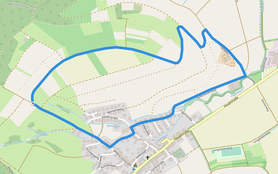 Weilheim Rundweg 63 walking route map in Weilheim an der Teck