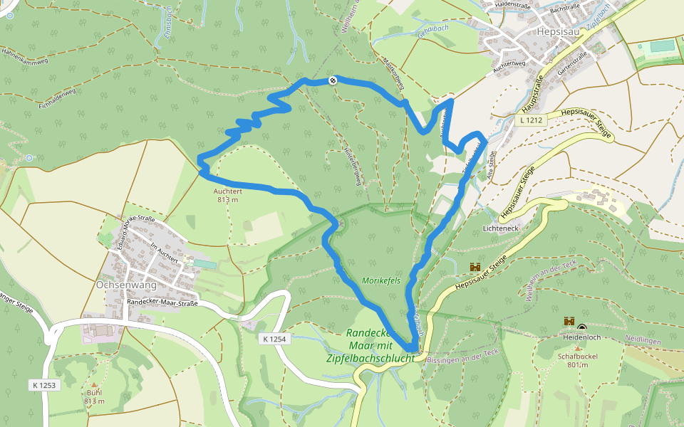 Weilheim Rundweg 68 walking route map in Weilheim an der Teck