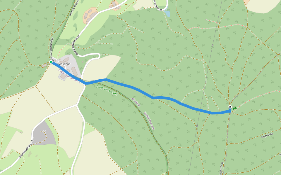 Bossenhus - Sibenwegen walking route map in Leibstadt