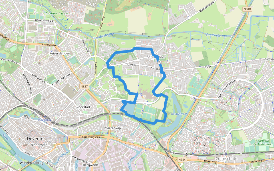 WNW Salland - Rielerenk/Schalkhaar - blauwe route walking route map in Schalkhaar