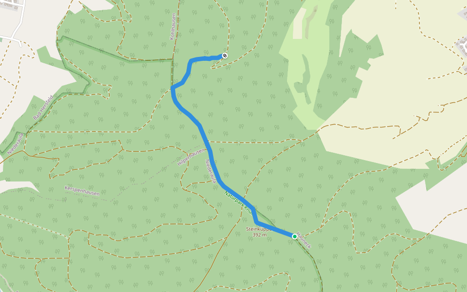 Haunecker Grenzweg walking route map in Niederaula
