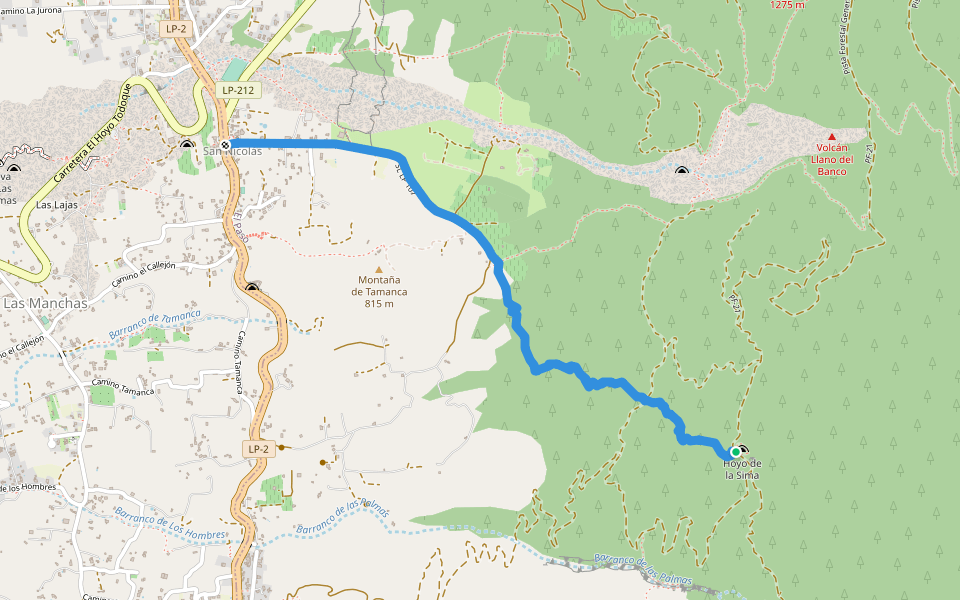 SL LP 107 San Nicolás-Hoyo de La Sima walking route map in Los Llanos