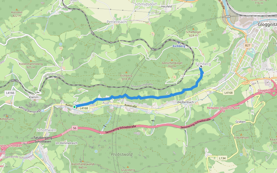 Schottwien - Eichberg walking route map in Gloggnitz