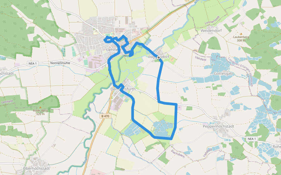 Storchen-Lehrpfad Uehlfeld walking route map in Uehlfeld